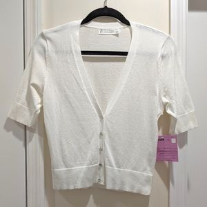7th Avenue Bling Button V-Neck Chelsea Cardigan